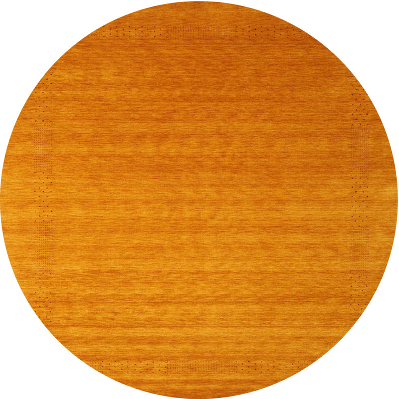 Tapis contemporain jaune, Rond 6 pi x 6 pi