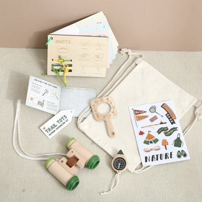 Ensemble pour enfants avec jumelles en bois, boussole et planche à nœuds