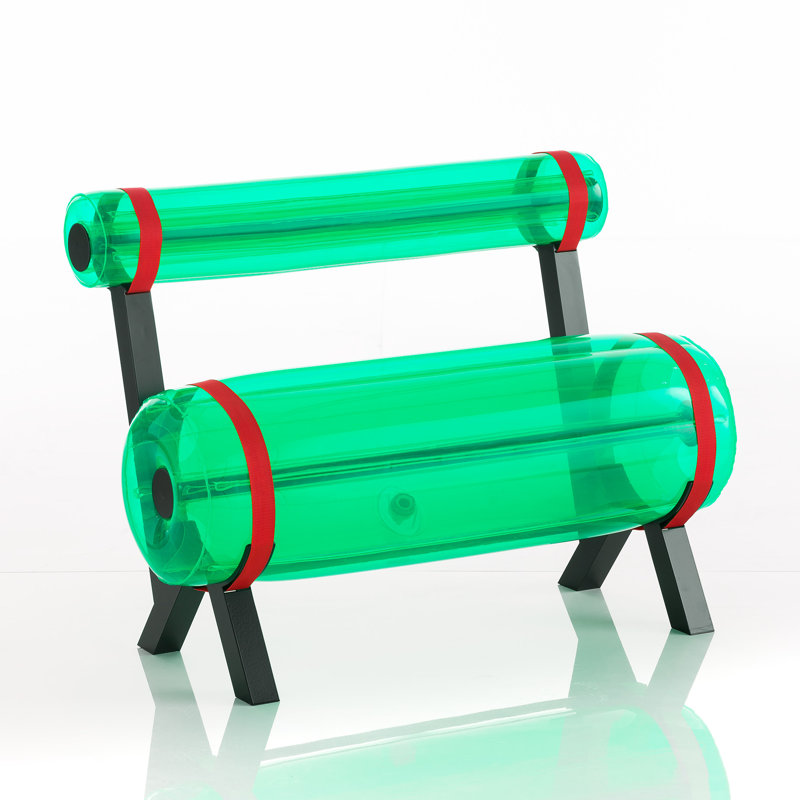 Ziba Aluminum Outdoor Bench, Green/Red