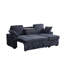 Canapé modulaire en chenille bleu foncé à 3 places avec porte-gobelet intégré, plateau amovible et rangement dissimulé, idéal pour les soirées de jeux, chaise longue modulaire convertible, sièges