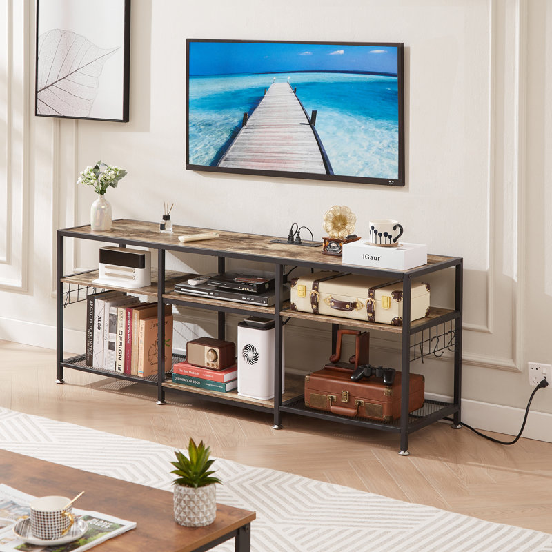 Teryn TV Stand with Built-In Outlets, Gray, 70.9"