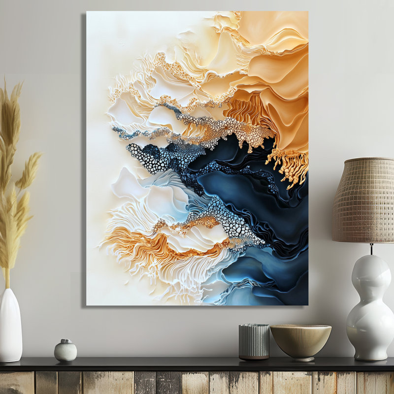 «Abstract Coastal Blue Echo Landscape III», art mural moderne en métal, impression moderne sur métal