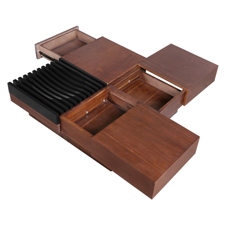 Table basse italienne avec rangement en bois italien rétro INSPI