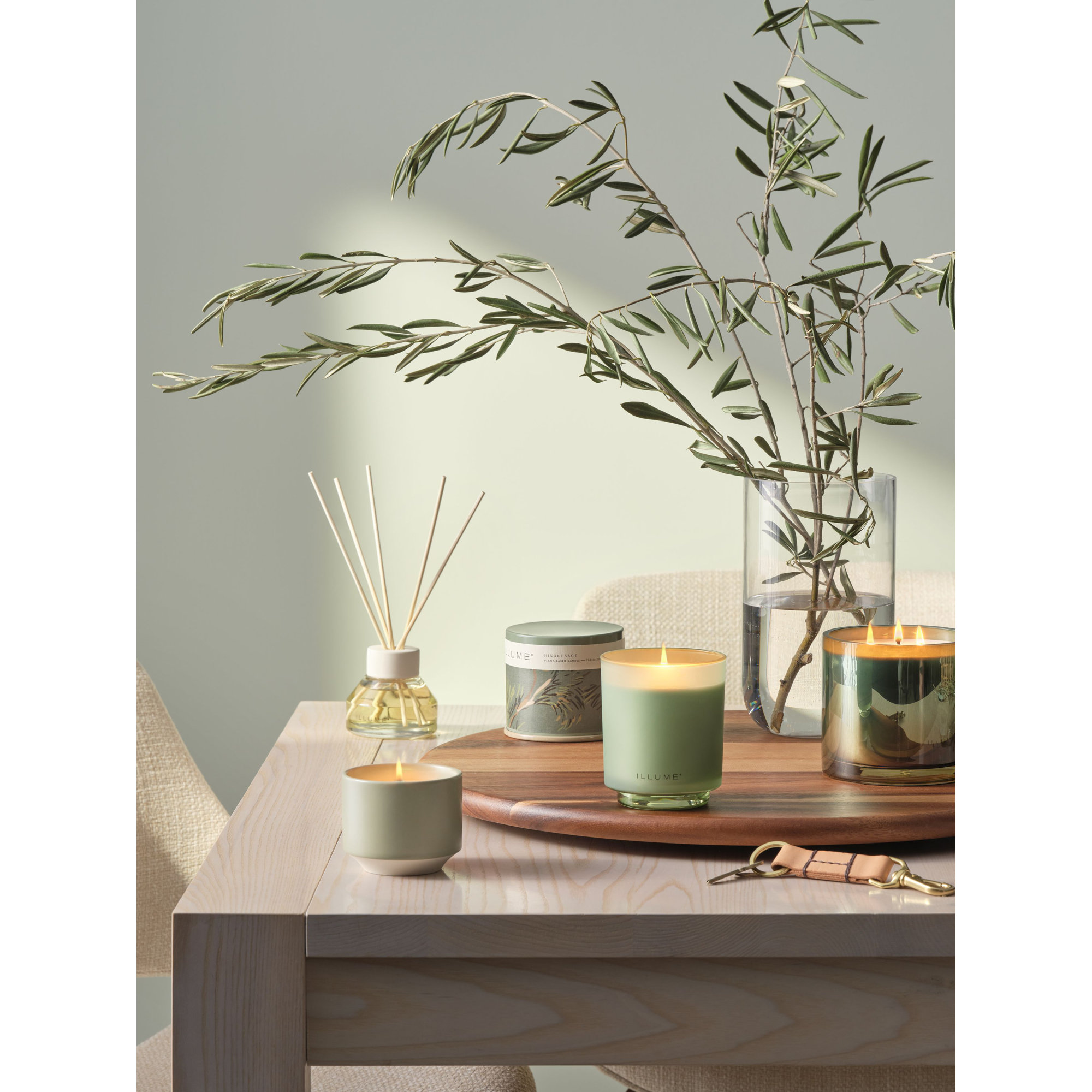 ILLUME Beautifully Done Baltic Glass Candle, Hinoki Sage, Vanity Tin