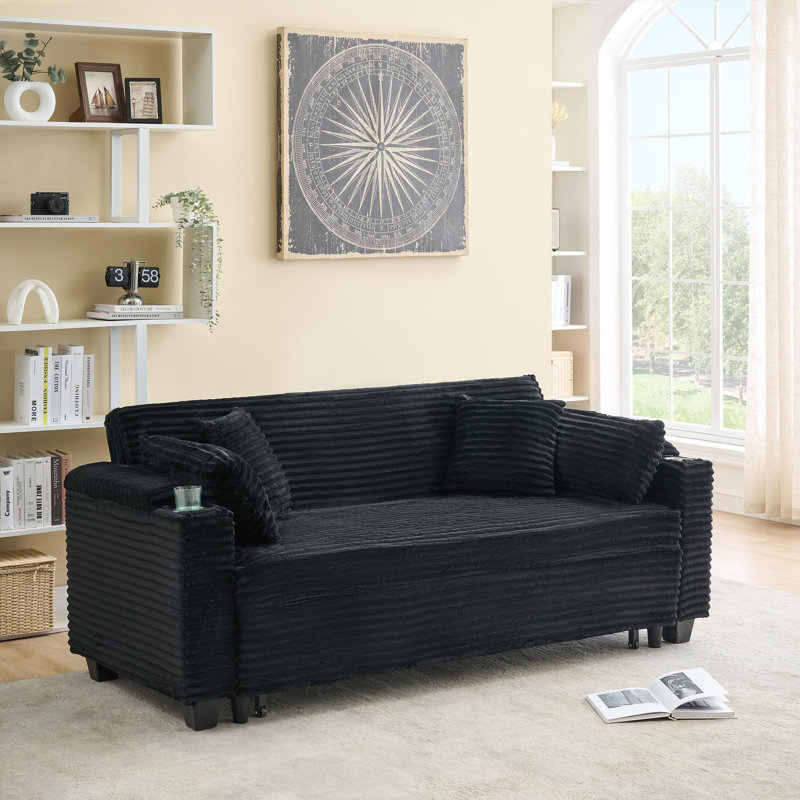 Canapé-lit extensible multifonctionnel en Corduroy avec porte-gobelet