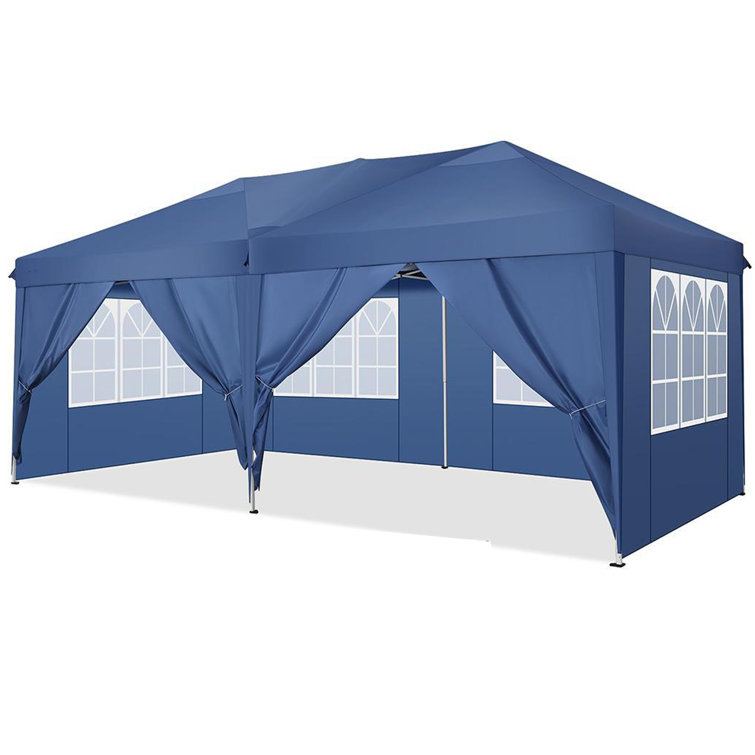 20 Ft. W x 10 Ft. D Metal Pop-Up Party Tent Canopy with 6 Removable Sidewalls