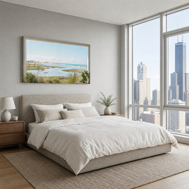 «Coastal Dunes and Turquoise Water», art mural, L 40 po x H 20 po