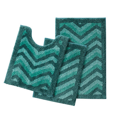 Clara Clark Ultra Soft Non-Slip 3 Piece Shaggy Chevron Bath Rug Set
