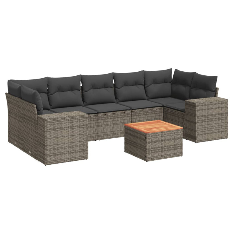  Ensemble de canapé de jardin gris, gris foncé