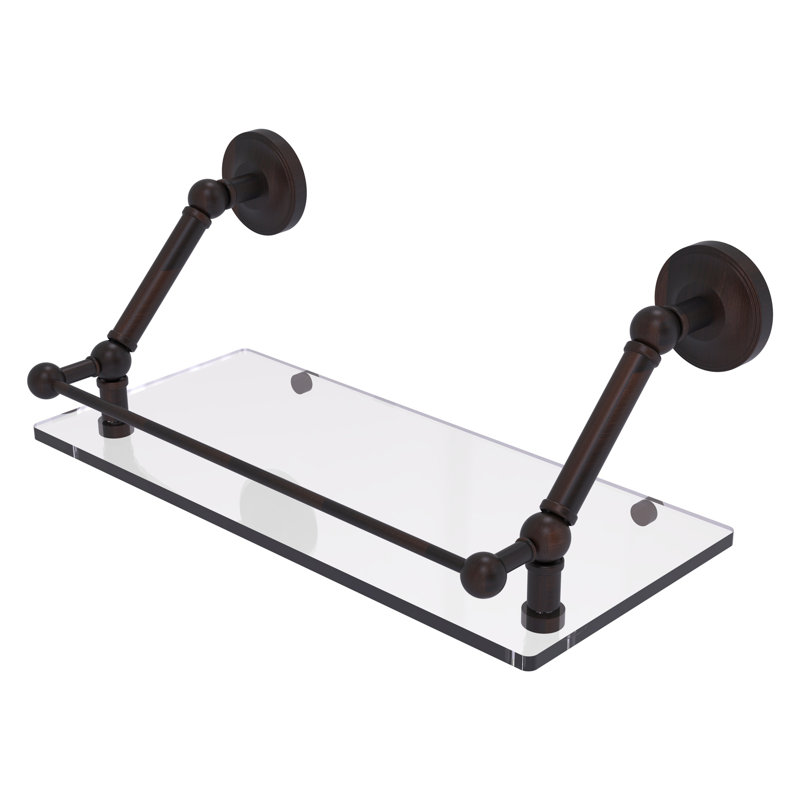 Tablette flottante avec barre de galerie Alcott, Bronze vénitien, H 8 po x l 18 po x P 8,6 po