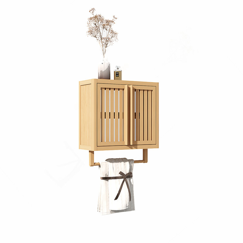 Boîte de rangement de toilette murale en bambou pour salle de bain