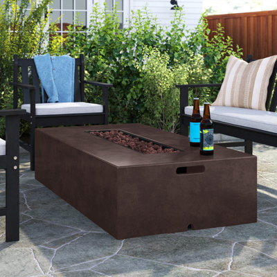 Aydria Rectangle Concrete Propane Smokeless Fire Pit Table