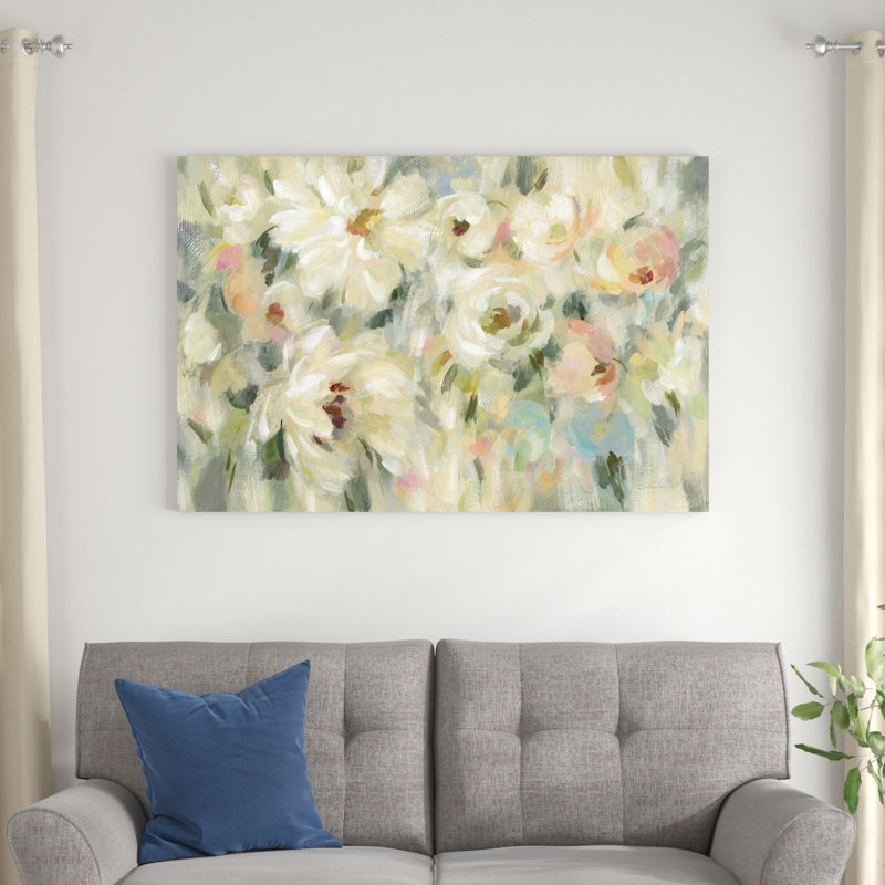 Carré floral expressif pâle, H 32 po x l 48 po x P 1,25 po