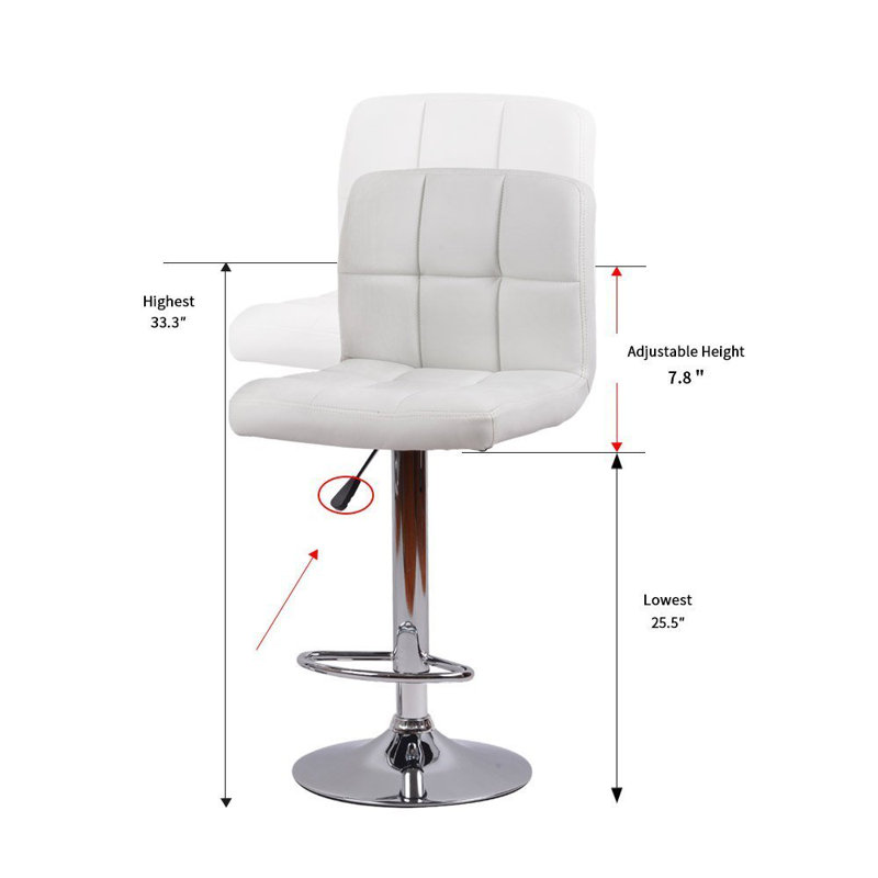 Beckwith Swivel Upholstered Adjustable Height Counter Stool with Metal Frame, White