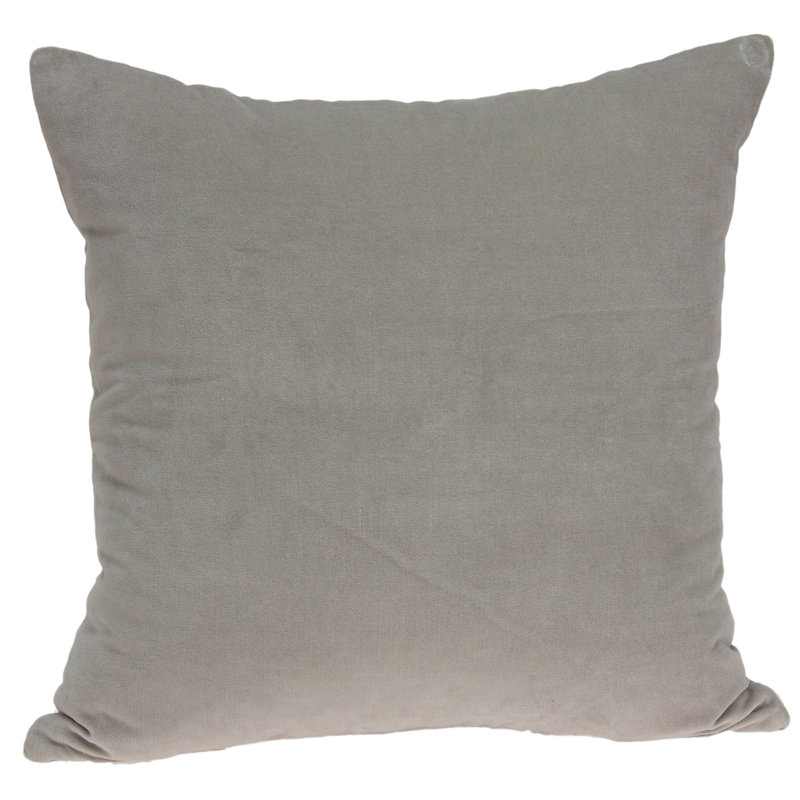 Coussin décoratif carré en mélange de coton 18 po Emma Gray, 18 po x 18 po, Polyester / Bourre en polyester, Gris
