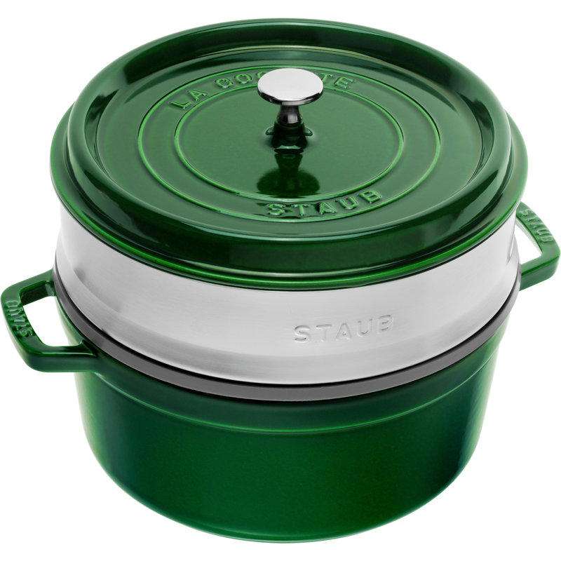 STAUB 5.2 l Cast Iron Round Casserole Dish with Lid, Basil
