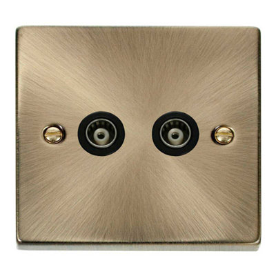 Antique Brass Twin Isolated Coaxial Socket