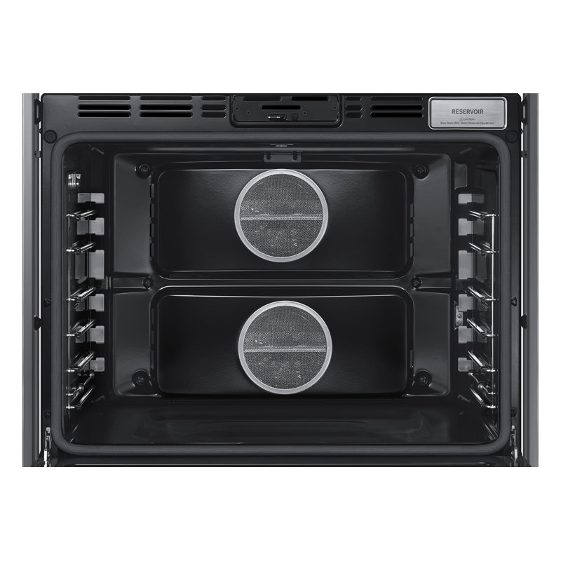 30" Double Wall Oven Steam, Contemporary, Silver Stainless