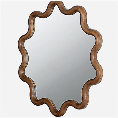 31" x 30" wooden decorative mirror with unique frame, wall mirror for living room, bedroom, and entrance passage