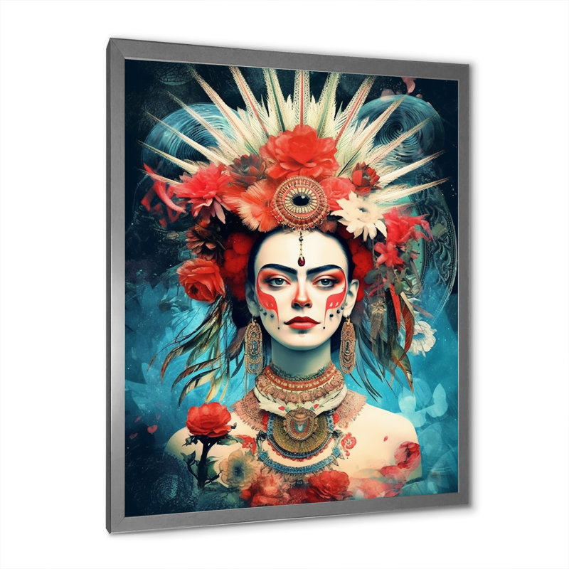 Floral Goddess II, reproduction d'art sur toile, H 20 po x l 12 po x P 1 po, Cadre simple argenté
