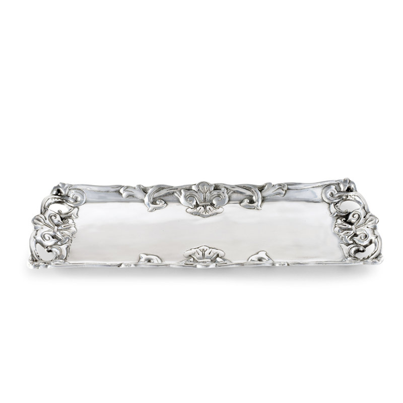 Arthur Court Aluminum Fleur-De-Lis Decorative Serving Tray