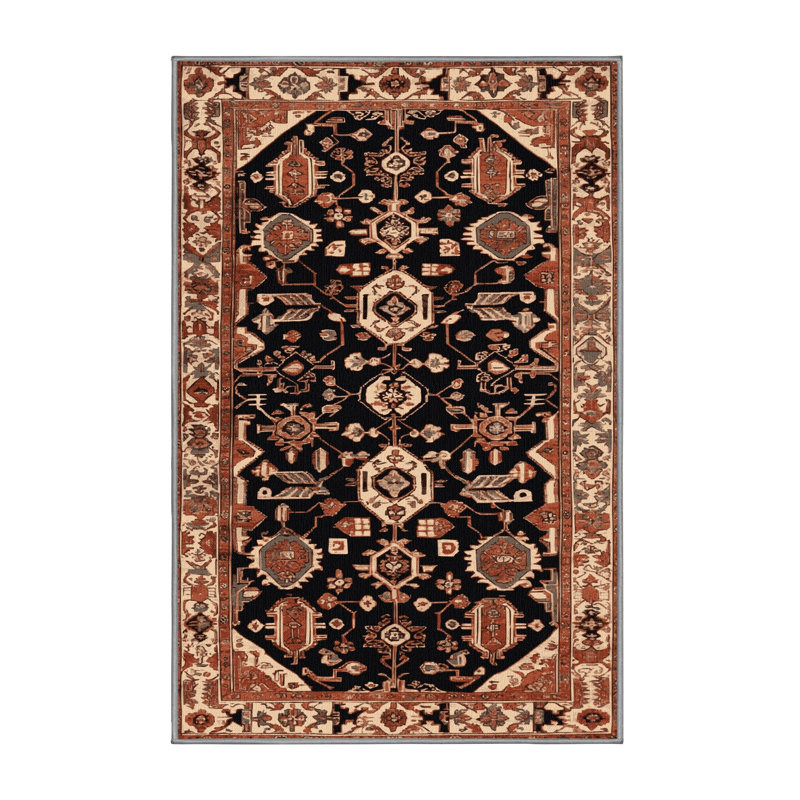 Tapis brun turc lavable à la machine, Rectangulaire 2 pi x 3 pi