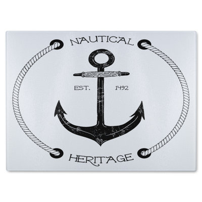 Nautical Anchor Glass Chopping Board
