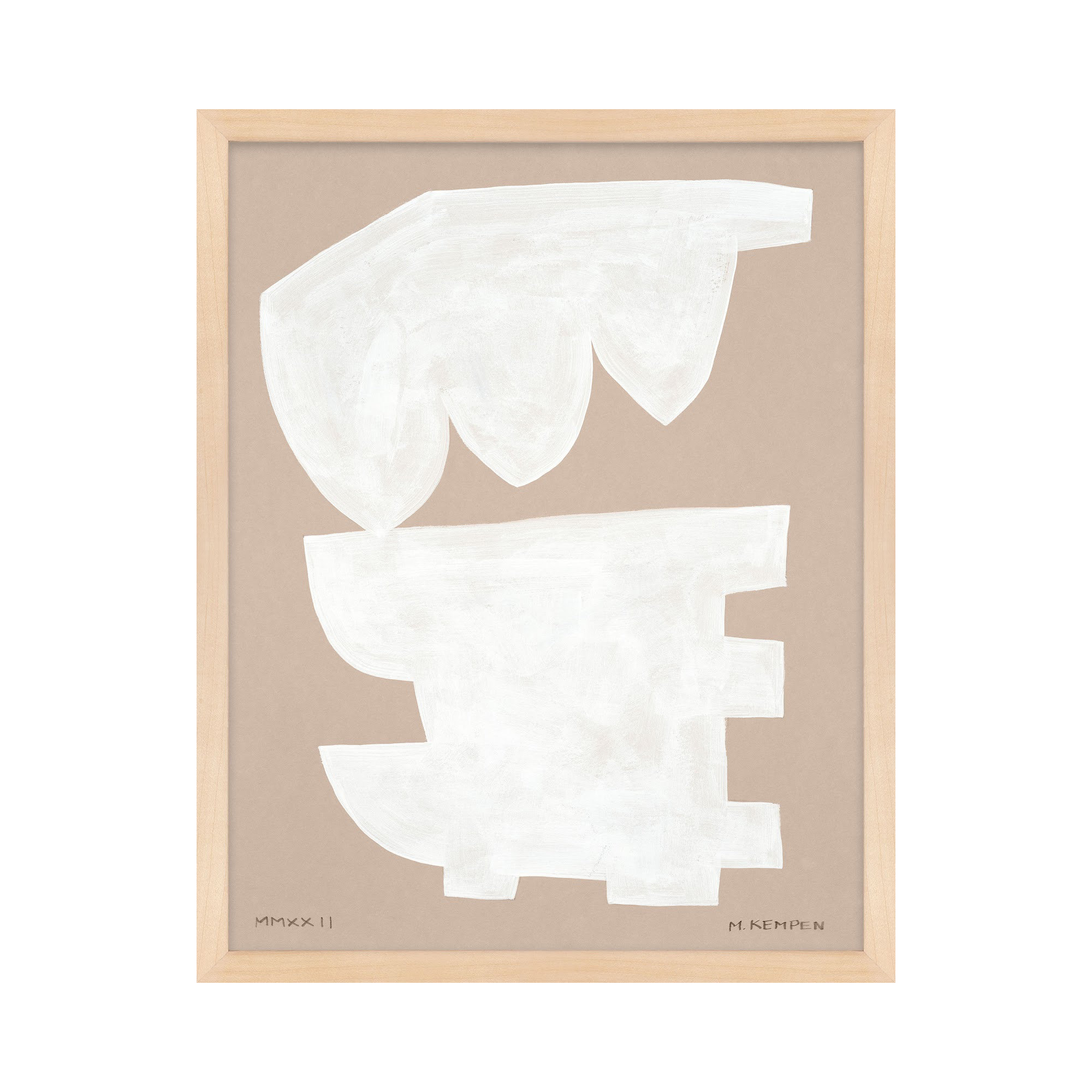 Modules In White 1 by Michael Kempen, Maple Framed, 40" W x 50" H