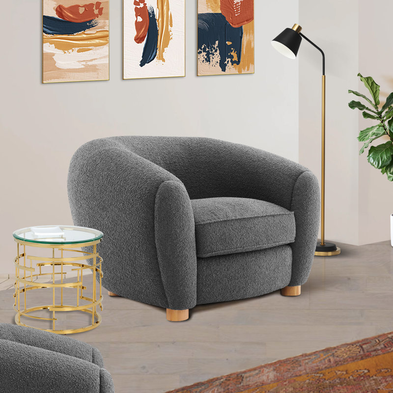 Fauteuil Abundant Boucle, Velours gris