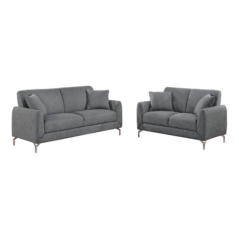 Genioara 2 - Piece Fabric Sofa Set, Dark Gray