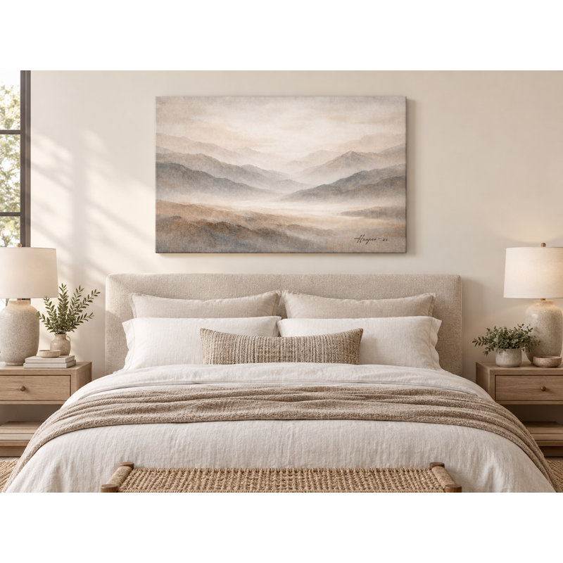 Art mural sur toile Mist Valley Light, H 32 po x l 48 po x P 1,5 po