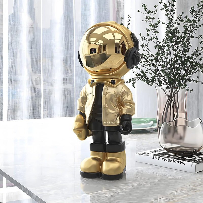 Medium Astronaut Statue Gold Spaceman Sculpture