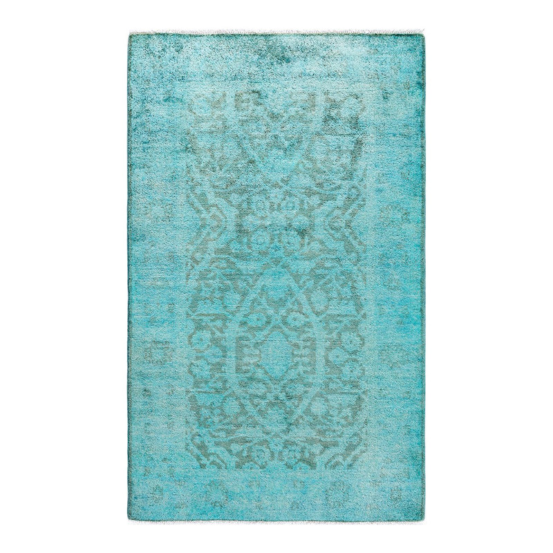 Tapis bleu / gris Overyed One-of-a-Kind 3 pi 1 po x 5 pi 1 po