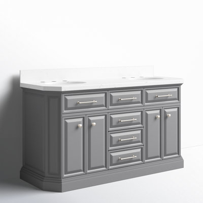 Bruning 60'' Double Bathroom Vanity with Engineered Marble Top
