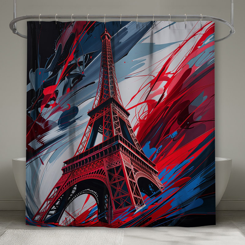 Rideau de douche Tour Eiffel - Décoration de salle de bain moderne, L 70 po x H 93 po