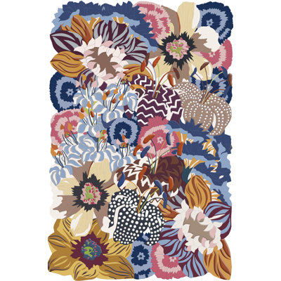 Tapis blanc tissé à motif floral