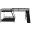 Lit superposé en L avec lit mezzanine, bureau intégré et glissade