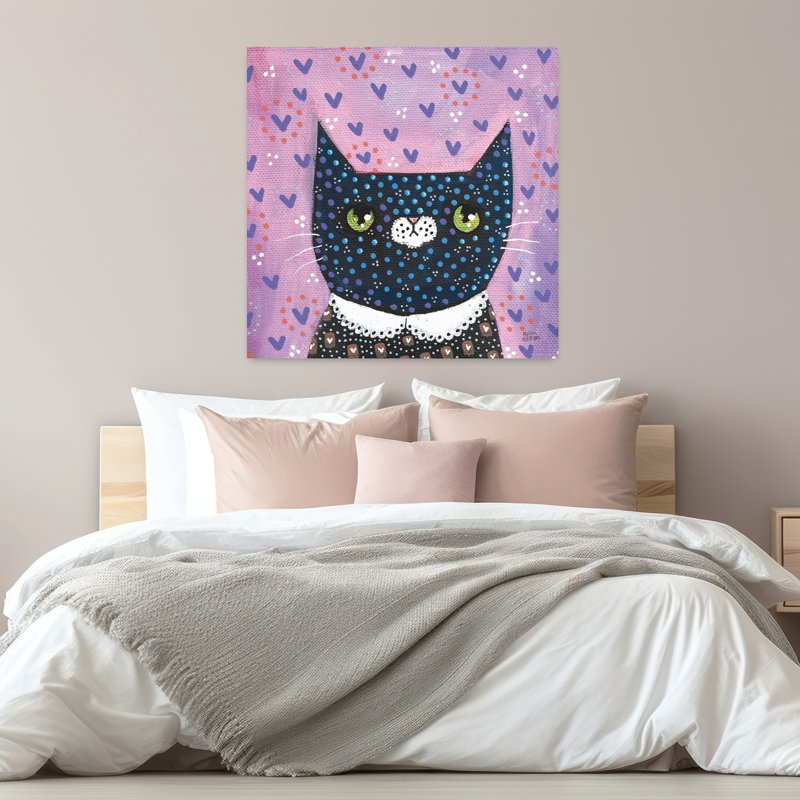 Kooky Cat I Contemporary Cat Art, 32" H x 32" W