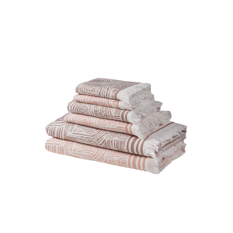 ARCANA Set of 6 Bathroom Macaron and Coffee | Lightweight, Quickdry, Decorative, Luxury, with Fringes, Macaron & Coffee