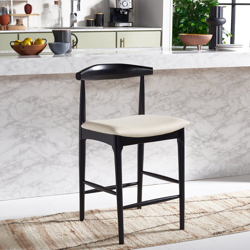 Tabouret de bar / de comptoir Hank, Noir, Crème, Tabouret de comptoir (siège d'une hauteur de 25,6