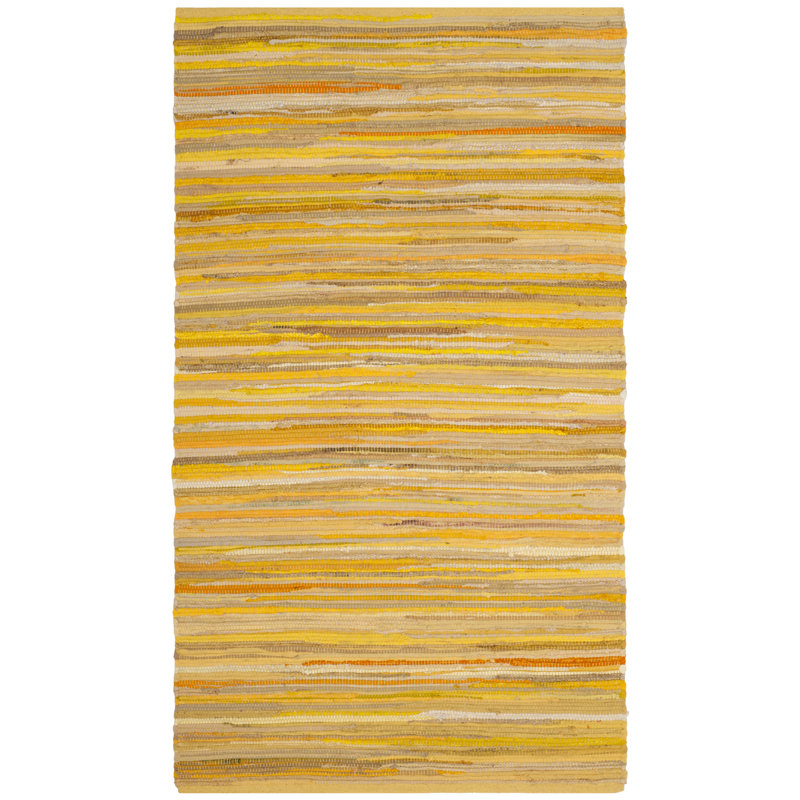 Tapis rayé en coton tissé à la main Caldina, Rectangle 3 pi x 5 pi