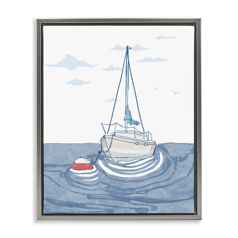 Cadre flottant pour voilier Cool Tone, design par Melissa Tilley, H 31 po x l 25 po, Cadre flottant gris lustré