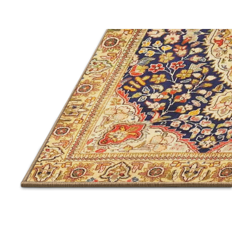 Tapis traditionnel beige / noir Girault, Rectangle 5 pi x 7 pi