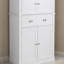 Armoire de rangement pour garde-manger de 72 po, armoires utilitaires autoportantes avec portes, tiroir et 3 tablettes réglables, garde-manger haut pour la cuisine, le salon, la salle à manger, la buanderie, blanc