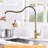 Brushed Gold Touchless Kitchen Faucet, Automatic Smart With Sensitive Response Motion Sensor And Pull Out Faucet Sensor, Hands Design For Modern Kitchens
