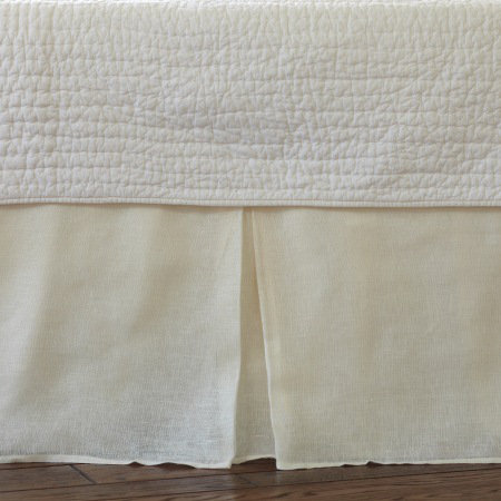 Linen Voile Bed Skirt, Twin, Cream