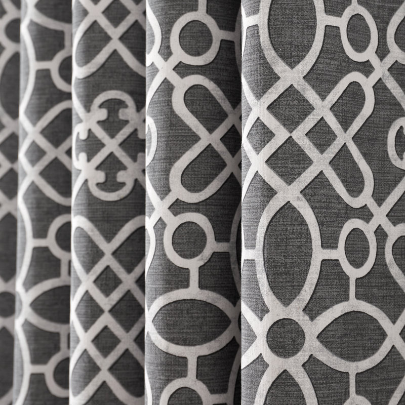 Lattice Cut Eyelet Room Darkening Curtains, 168cm Width x 229cm Drop