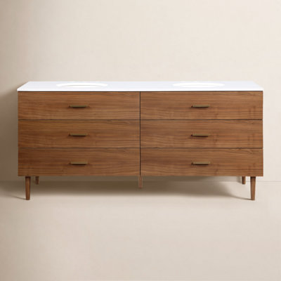 Dondi 72" Walnut Double Bathroom Vanity