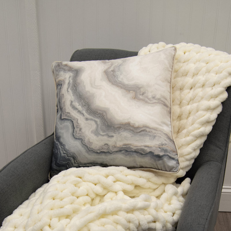 Southwest Striped Beige and Gray Square Throw Pillow with Tassels