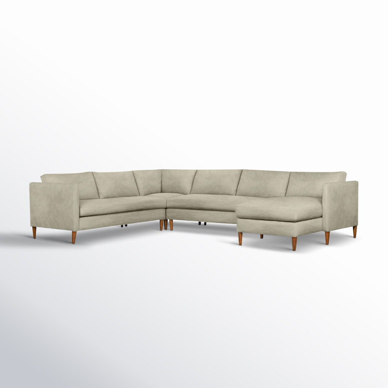 Clifford 4-Piece Upholstered Custom Sectional, Right Hand Facing, Bella Beach Performance Velvet